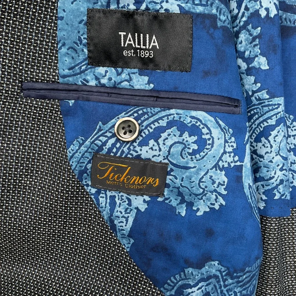 Tallia Blazer Mens 46R Gray Micro Texture Sterling Evening Italian Silk Wool NWT